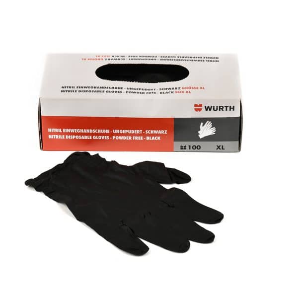 Γάντια μιας Χρήσεως Würth 100τεμ Μαύρο (Νιτριλίου)